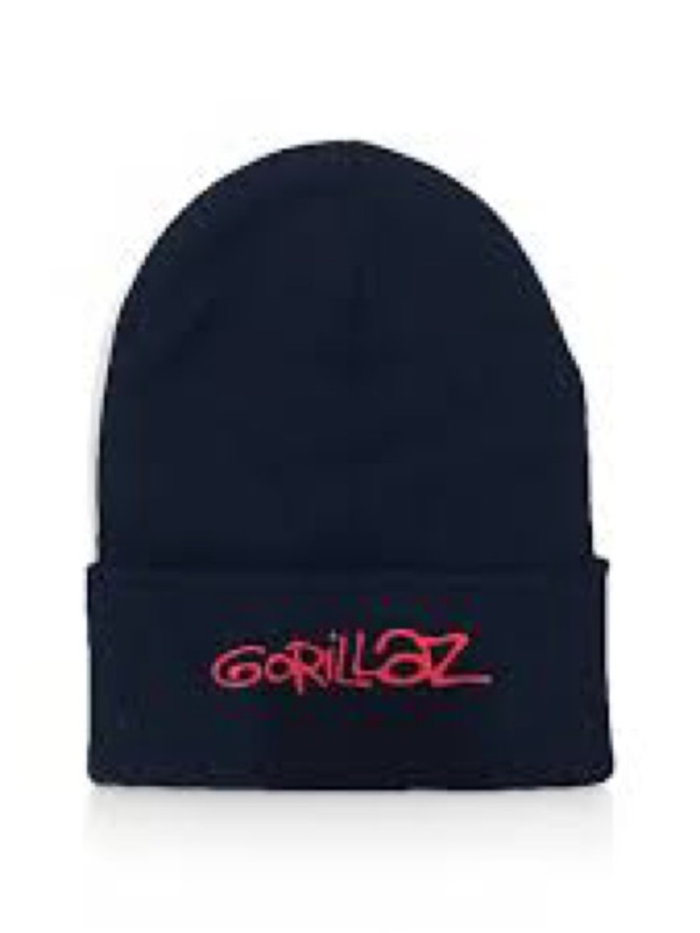 New Without Tags Gorillaz Black Ribbed Beanie w/Red Embroidered “Gorillaz,” Logo